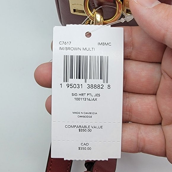 Coach Jes Crossbody in Signature Canvas with Heart Petal Print C7617 Brown Multi - Picture 8 of 8